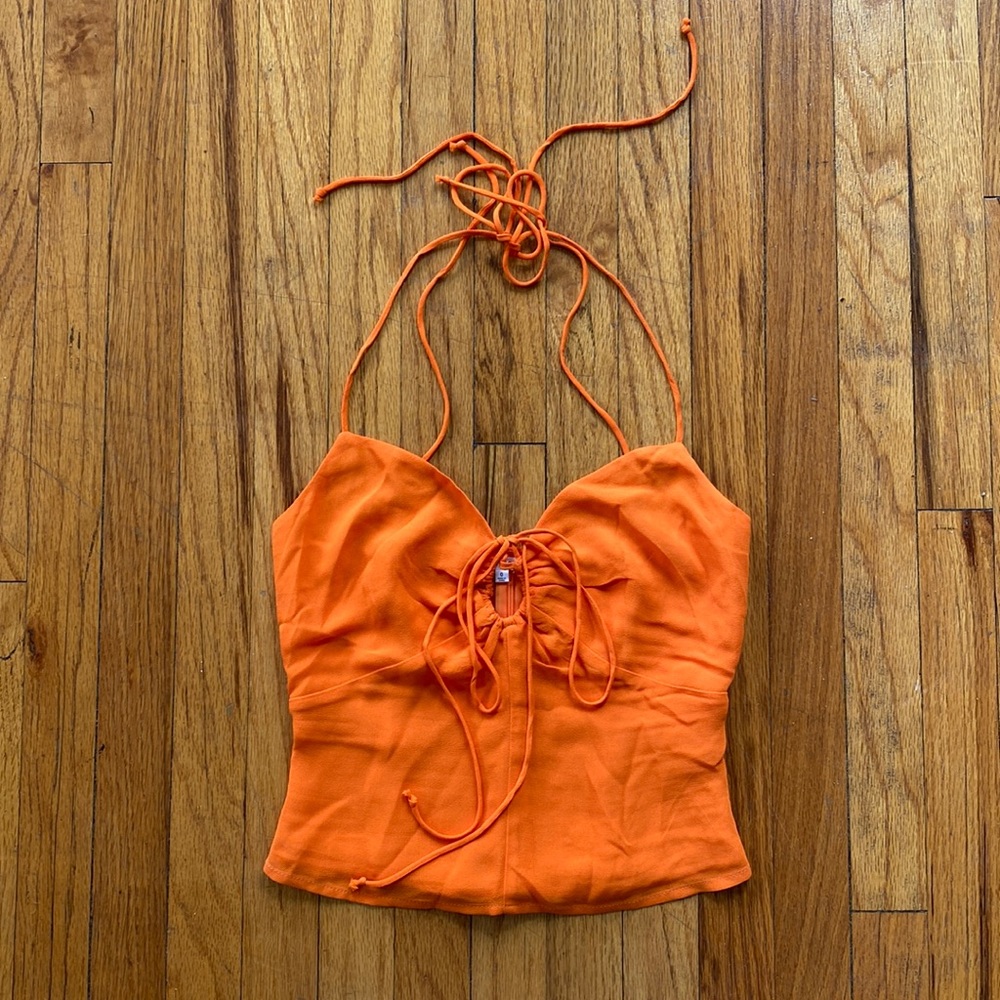 Reformation Orange Halter Top